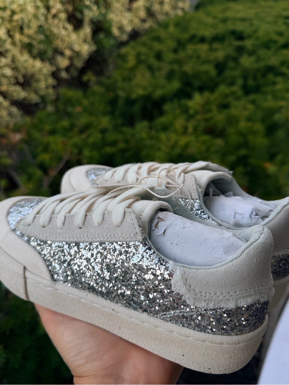 Zara Kids Silver Glitter Low-Top Sneakers